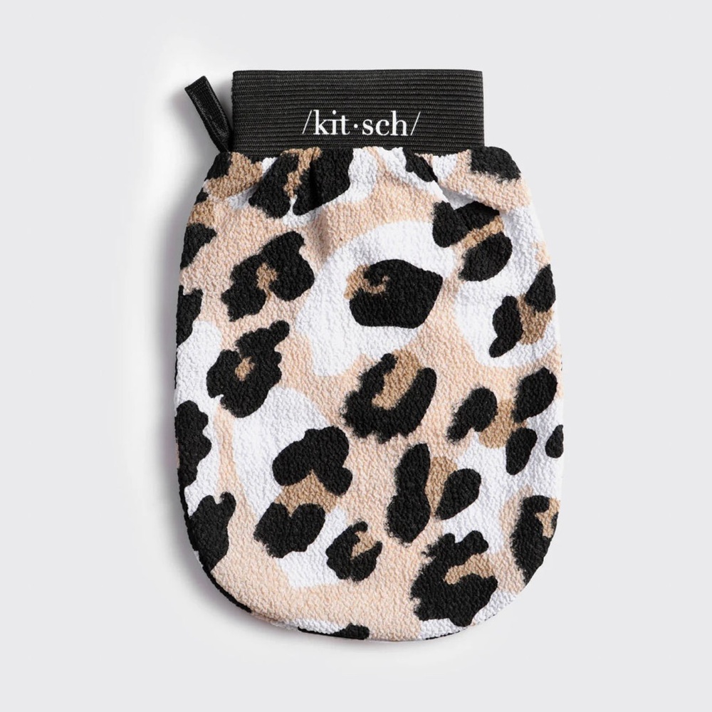 Leopard Print Exfoliating Shower Spa Glove Mit Bath & Body Scrub mit Kitsch NEW